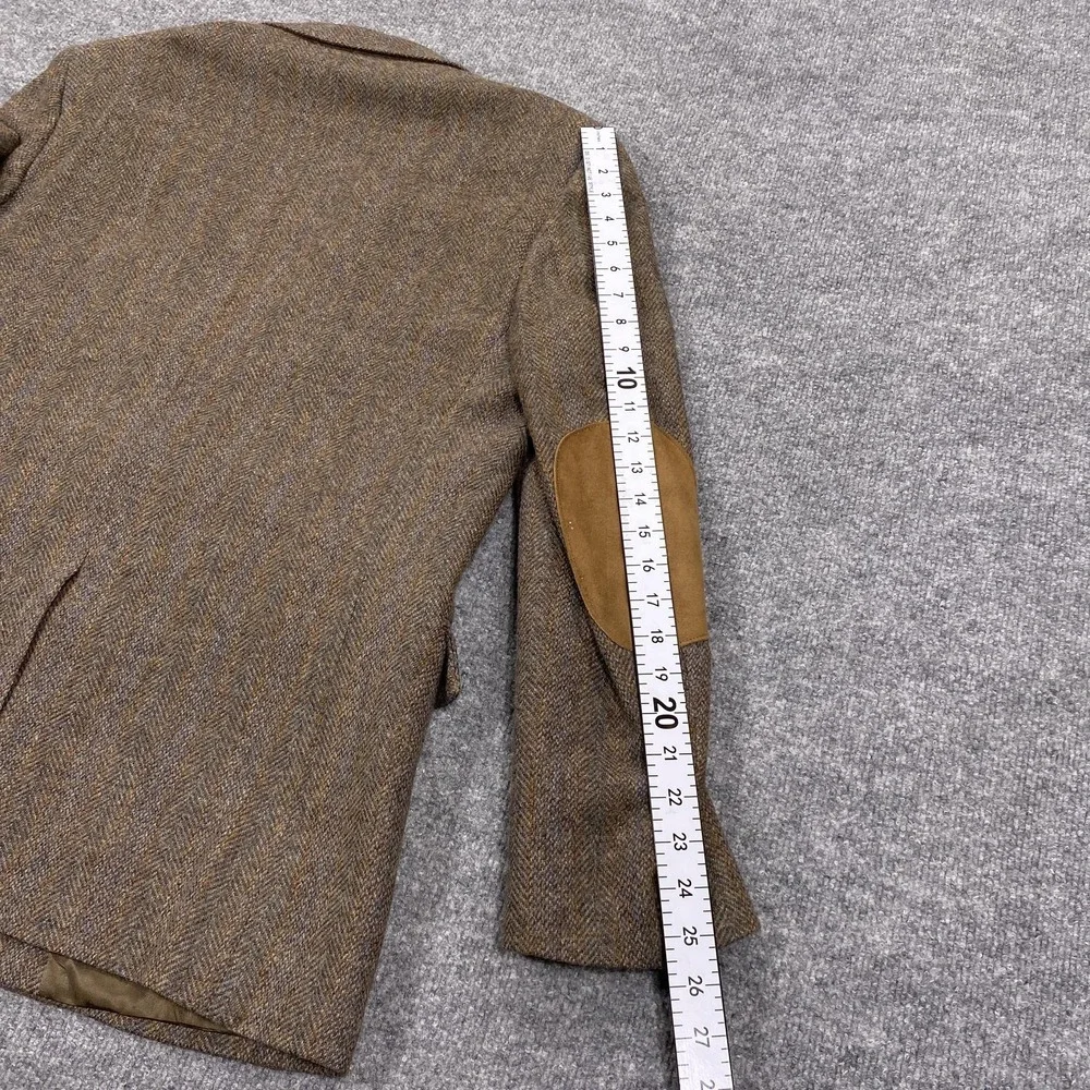 Stafford Sport Coat Mens‎ 44 Brown Wool Herringbone Tweed Suede Elbow Patch